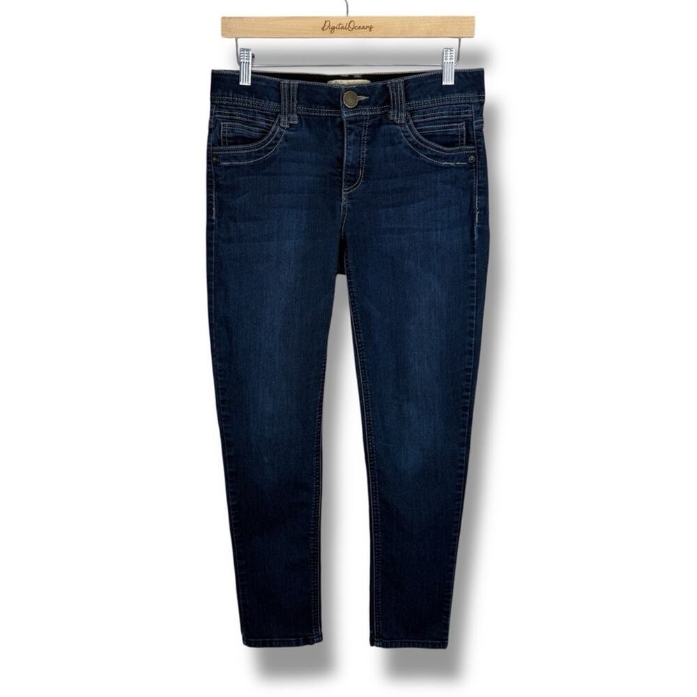 Democracy Skinny Dark Wash Ankle Blue Jeans 6 Stretchy Cropped Denim Jeans Crop